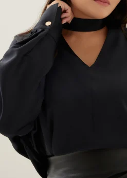 Sally Satin V-neck Batwing Blouse