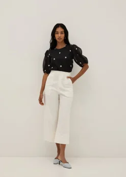 Salma Embroidered Organza Lace Top