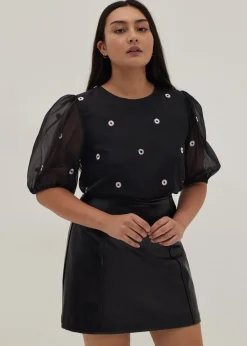 Salma Embroidered Organza Lace Top