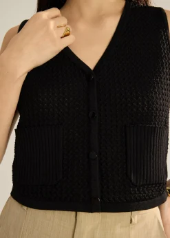 Samia Waffle Knit Crop Vest Top