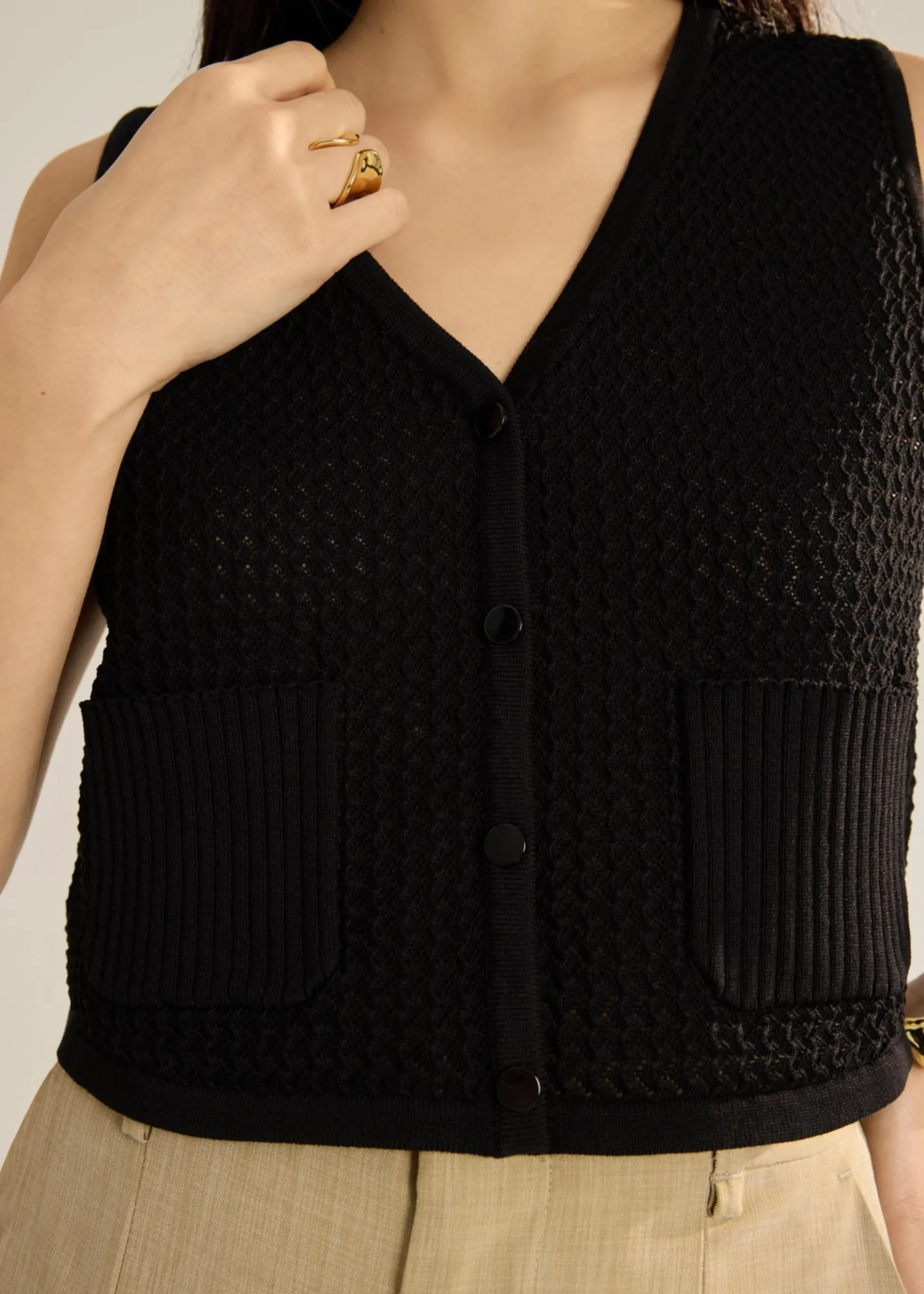 Samia Waffle Knit Crop Vest Top