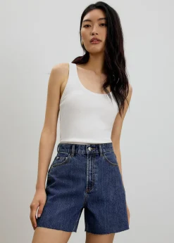 Sana High Waist Fray Denim Shorts