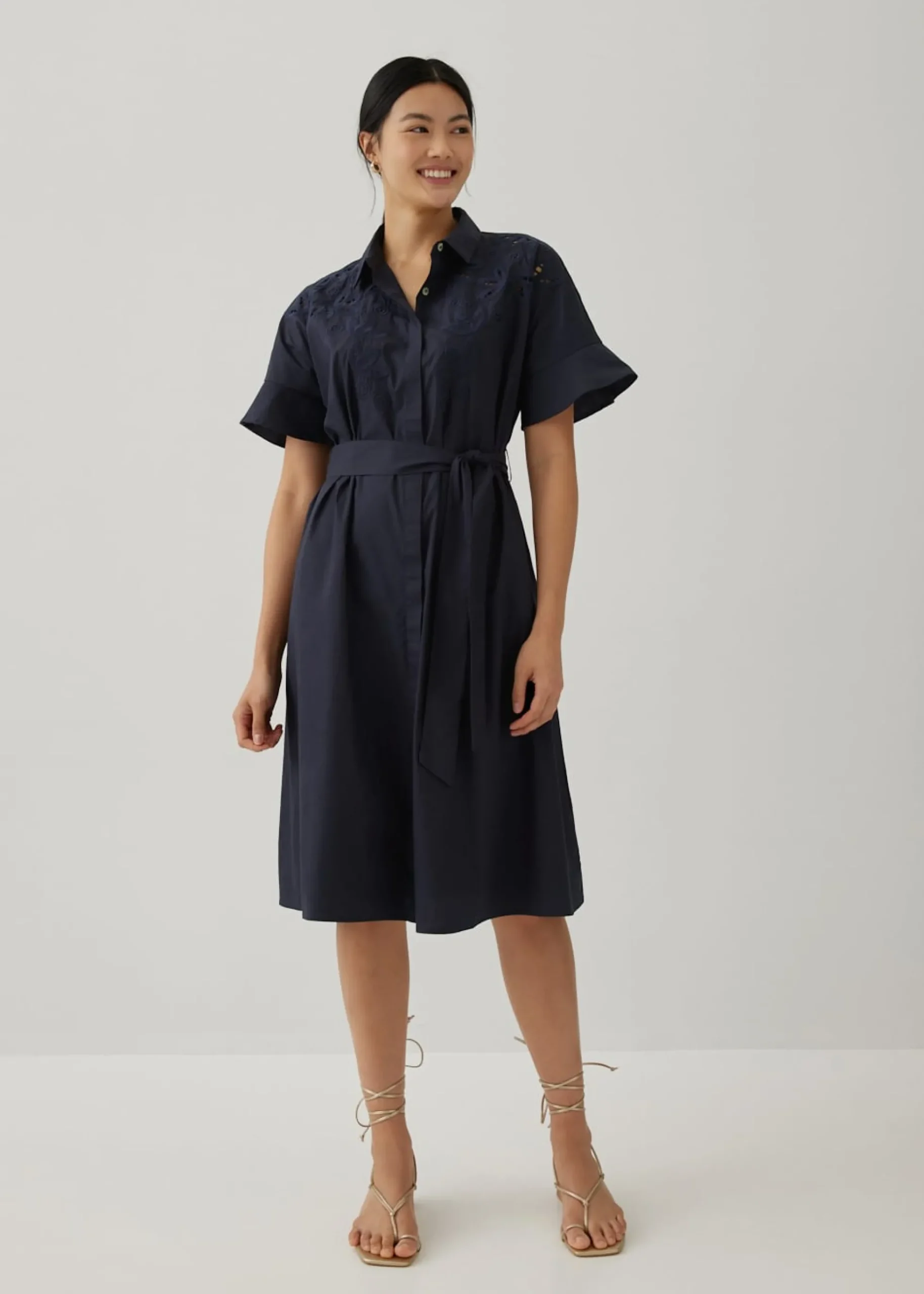 Sansa Openwork Embroidered Shirt Dress