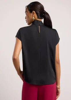 Satin Drape Collared Blouse