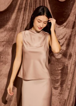 Satin Mock Neck Top