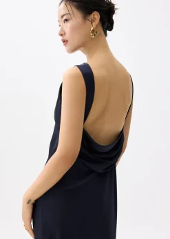 Satin Padded Drape Maxi Dress