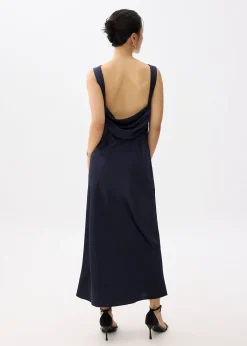 Satin Padded Drape Maxi Dress