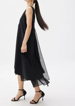 Satin Trapeze Midaxi Dress