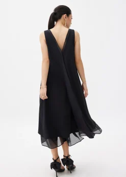 Satin Trapeze Midaxi Dress