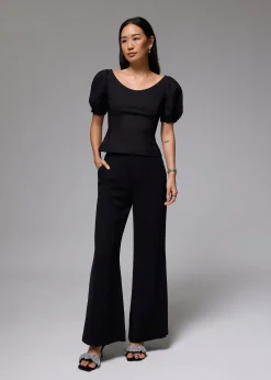 Scoop Neck Fitted Puff Sleeve Top