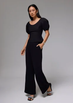 Scoop Neck Fitted Puff Sleeve Top