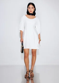 Scoop Neck Puff Sleeve A-Line Mini Dress