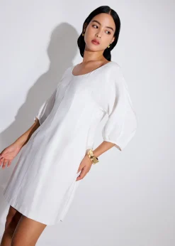 Scoop Neck Puff Sleeve A-Line Mini Dress
