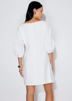 Scoop Neck Puff Sleeve A-Line Mini Dress