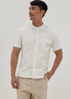 Scout Unisex Embroidered Mandarin Collar Shirt in Humble Abode