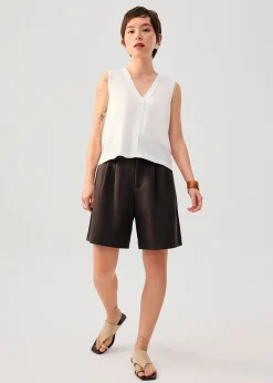 Sheer Knit Front Panel V-Neck Vest Top