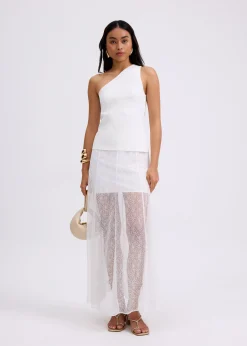 Sheer Lace A-Line Maxi Skirt
