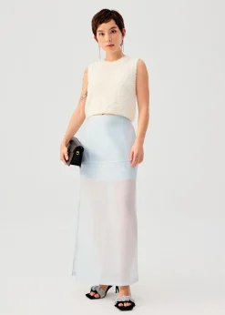 Sheer Lyocell Column Maxi Skirt