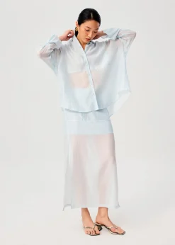 Sheer Lyocell Column Maxi Skirt