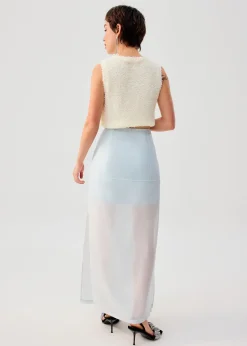 Sheer Lyocell Column Maxi Skirt