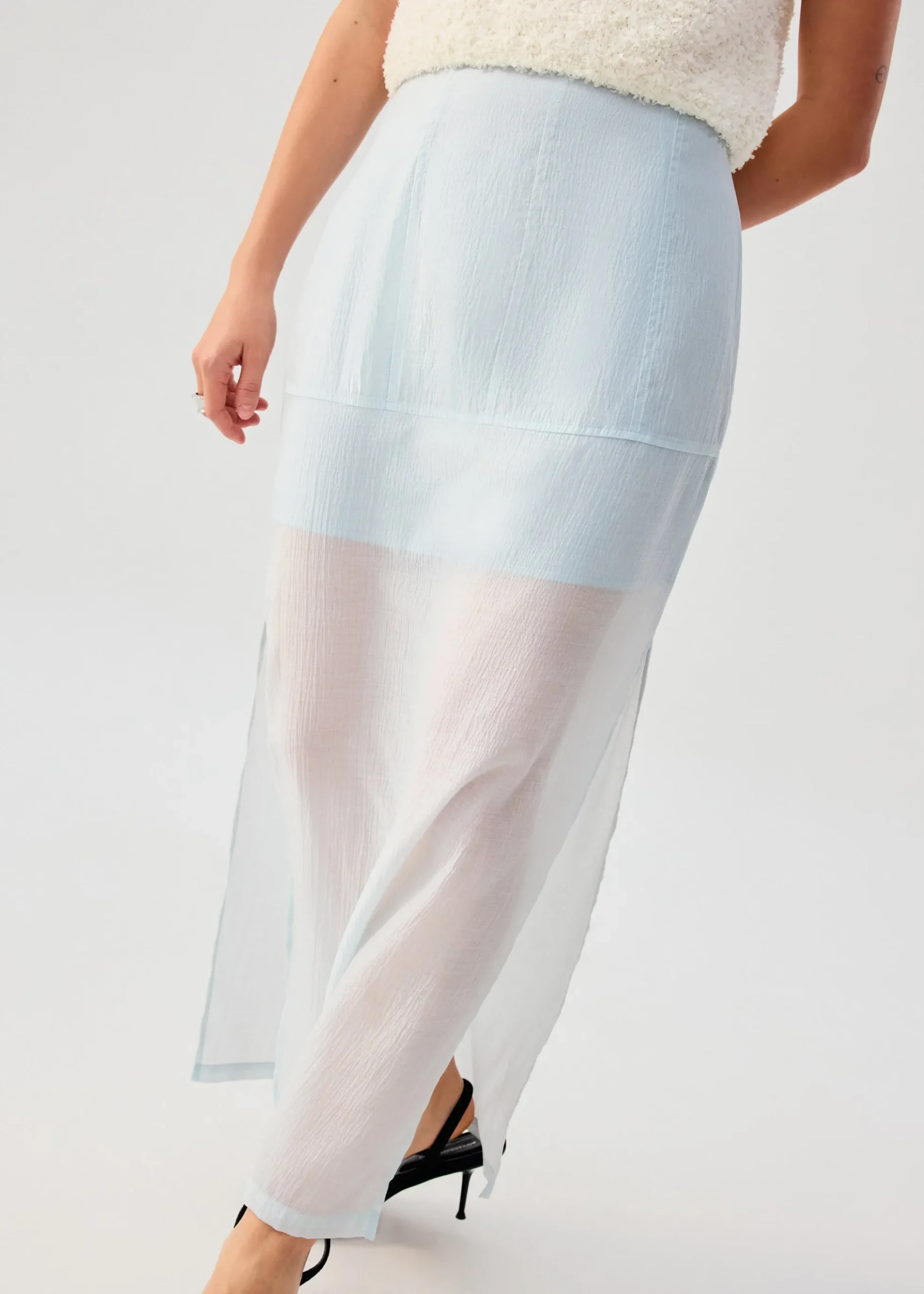 Sheer Lyocell Column Maxi Skirt