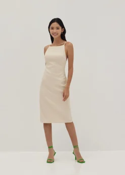 Sheryl Padded Textured Midi Dress