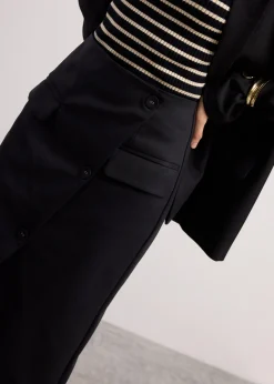 Shuri Asymmetric Front Slit Column Midi Skirt