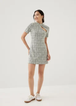 Sia Tweed Mandarin Collar Mini Dress
