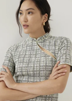 Sia Tweed Mandarin Collar Mini Dress