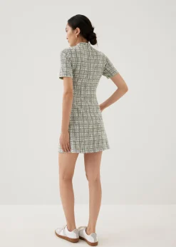 Sia Tweed Mandarin Collar Mini Dress