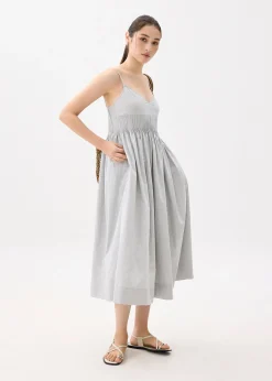 Smocked V-neck Fit & Flare Midaxi Dress
