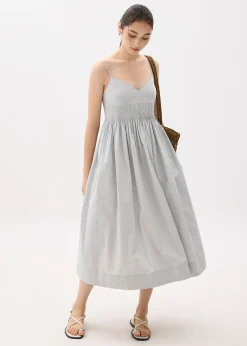 Smocked V-neck Fit & Flare Midaxi Dress