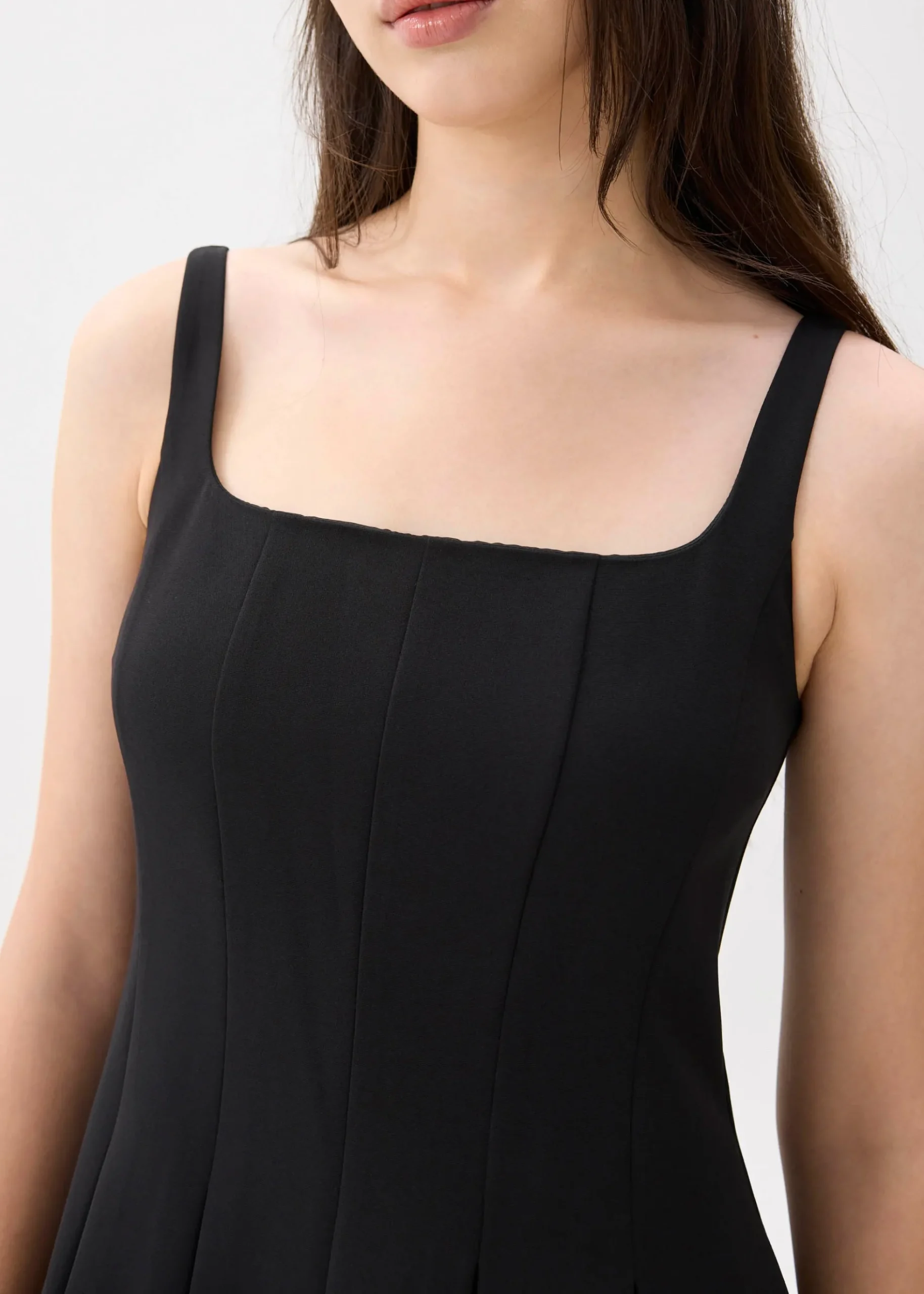 Square Neck Drop Waist Mini Dress