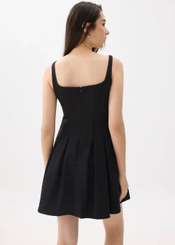 Square Neck Drop Waist Mini Dress