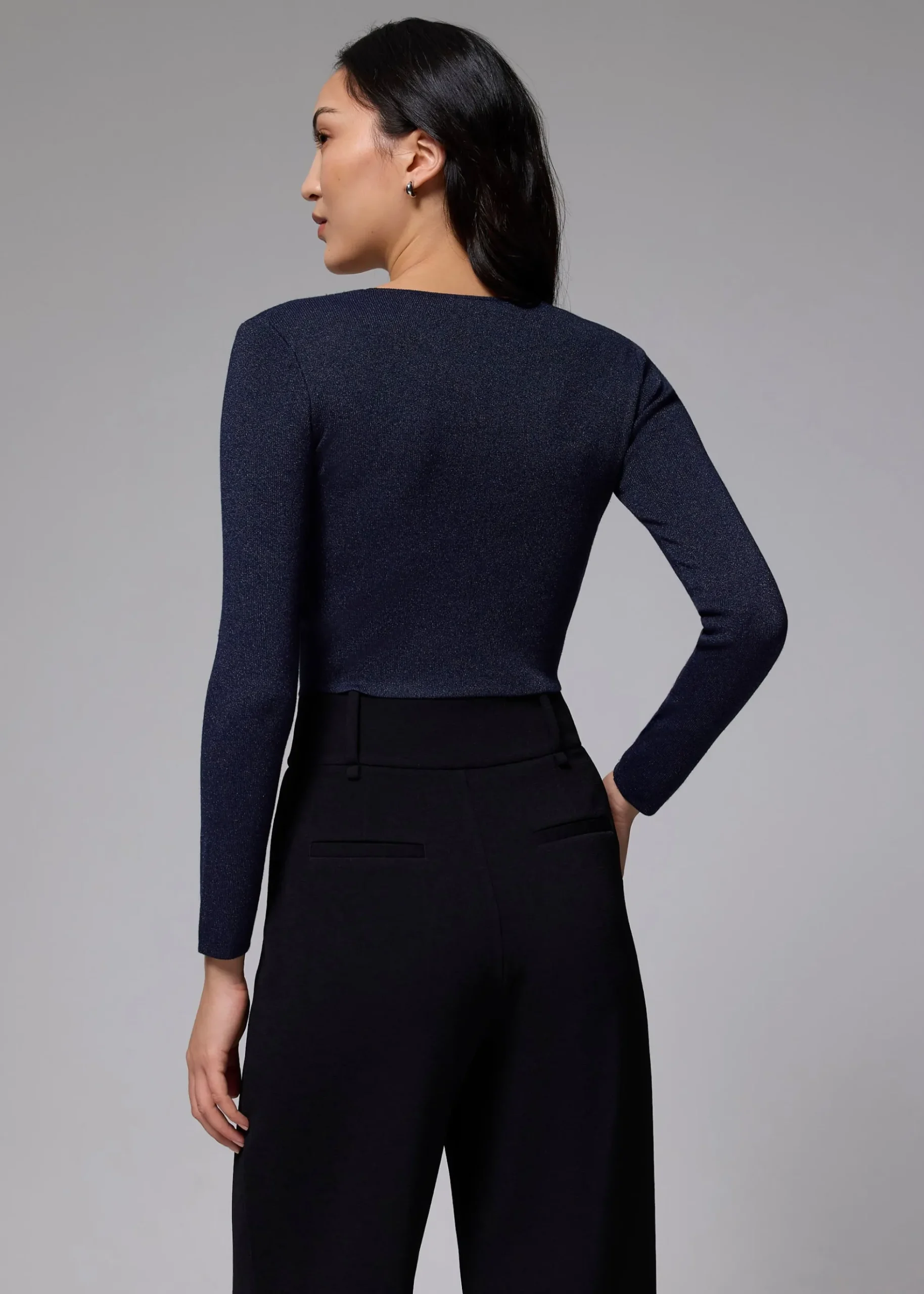 Square Neck Fitted Knit Crop Top
