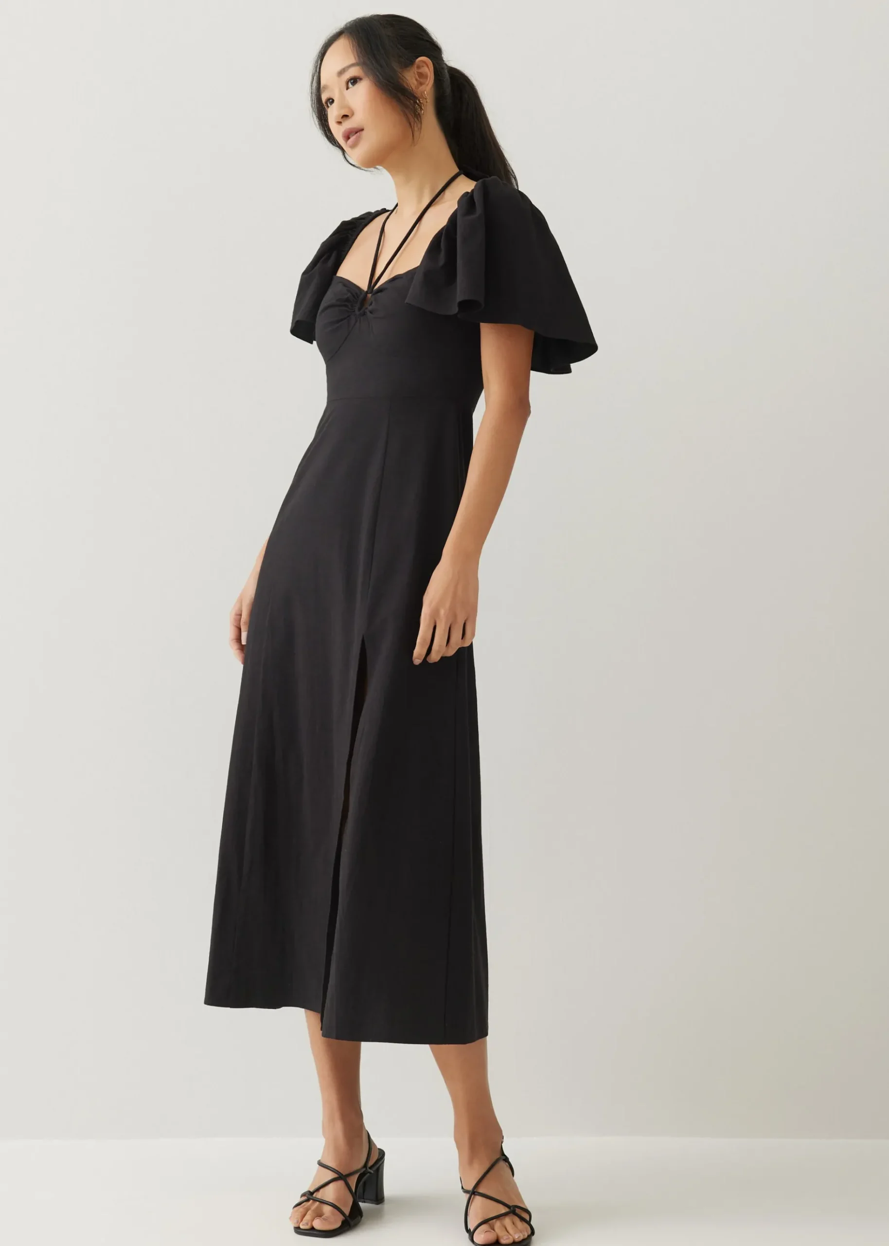 Stacey Padded Cotton Sweetheart Midi Dress