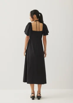 Stacey Padded Cotton Sweetheart Midi Dress