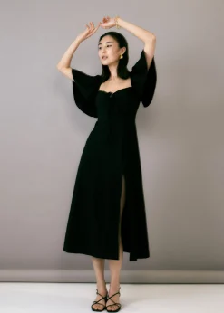 Stacey Padded Cotton Sweetheart Midi Dress