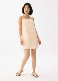 Straight Neck Shift Mini Dress in Sunburst