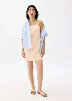 Straight Neck Shift Mini Dress in Sunburst