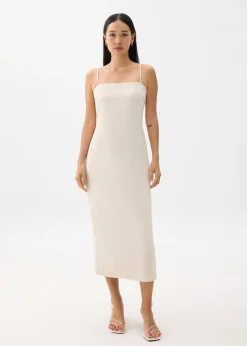 Straight Neck Slip Midi Dress