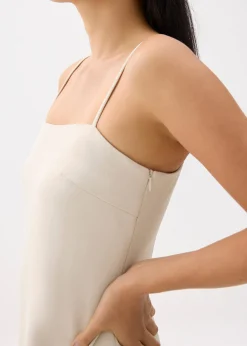 Straight Neck Slip Midi Dress