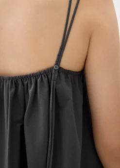 Straight Neck Trapeze Midaxi Dress