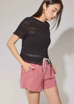 Striped Cotton A-line Shorts