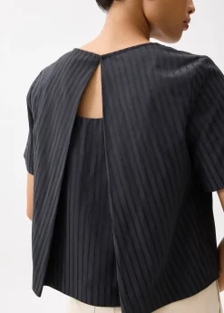 Striped Jacquard Round Neck Shell Top