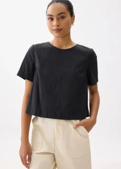 Striped Jacquard Round Neck Shell Top