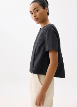 Striped Jacquard Round Neck Shell Top