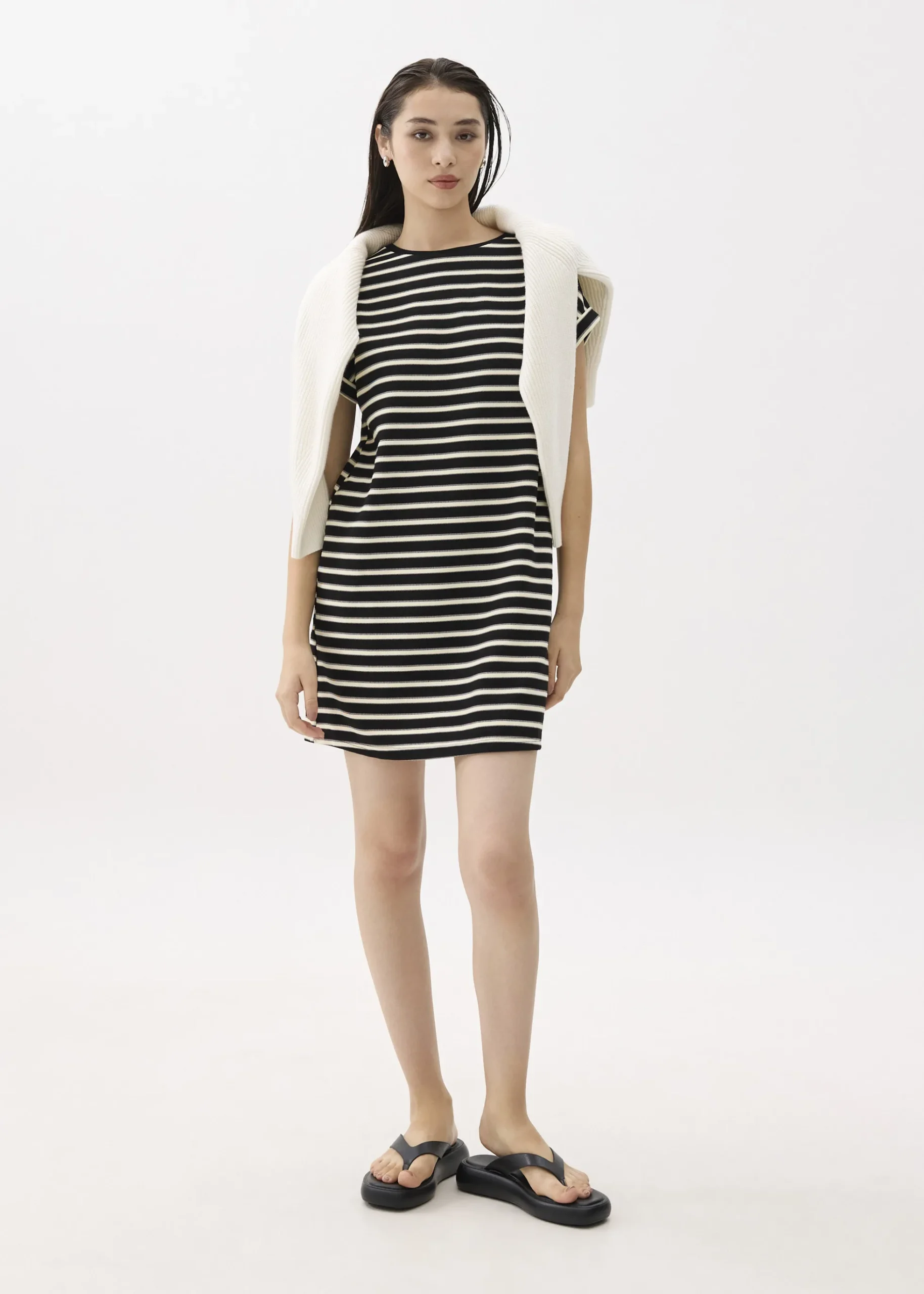 Striped Jersey Shift Mini Dress