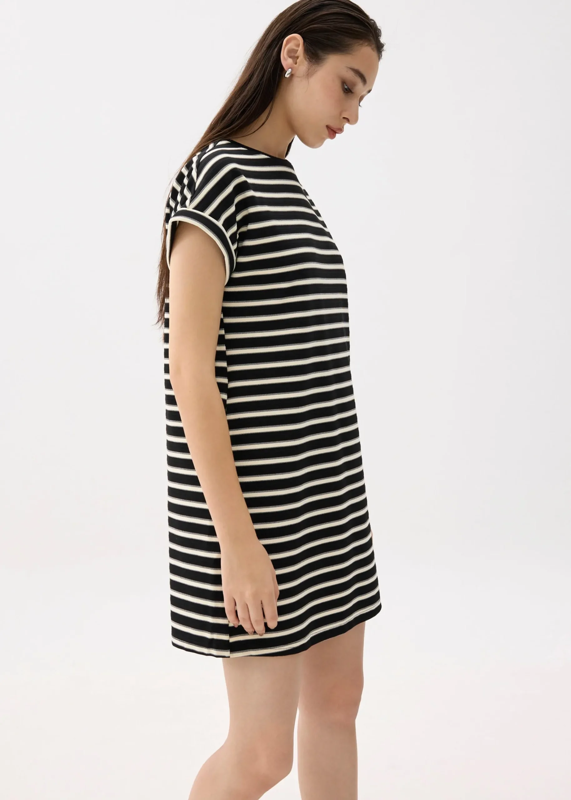 Striped Jersey Shift Mini Dress