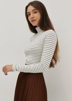 Striped Jersey Turtle Neck Tee